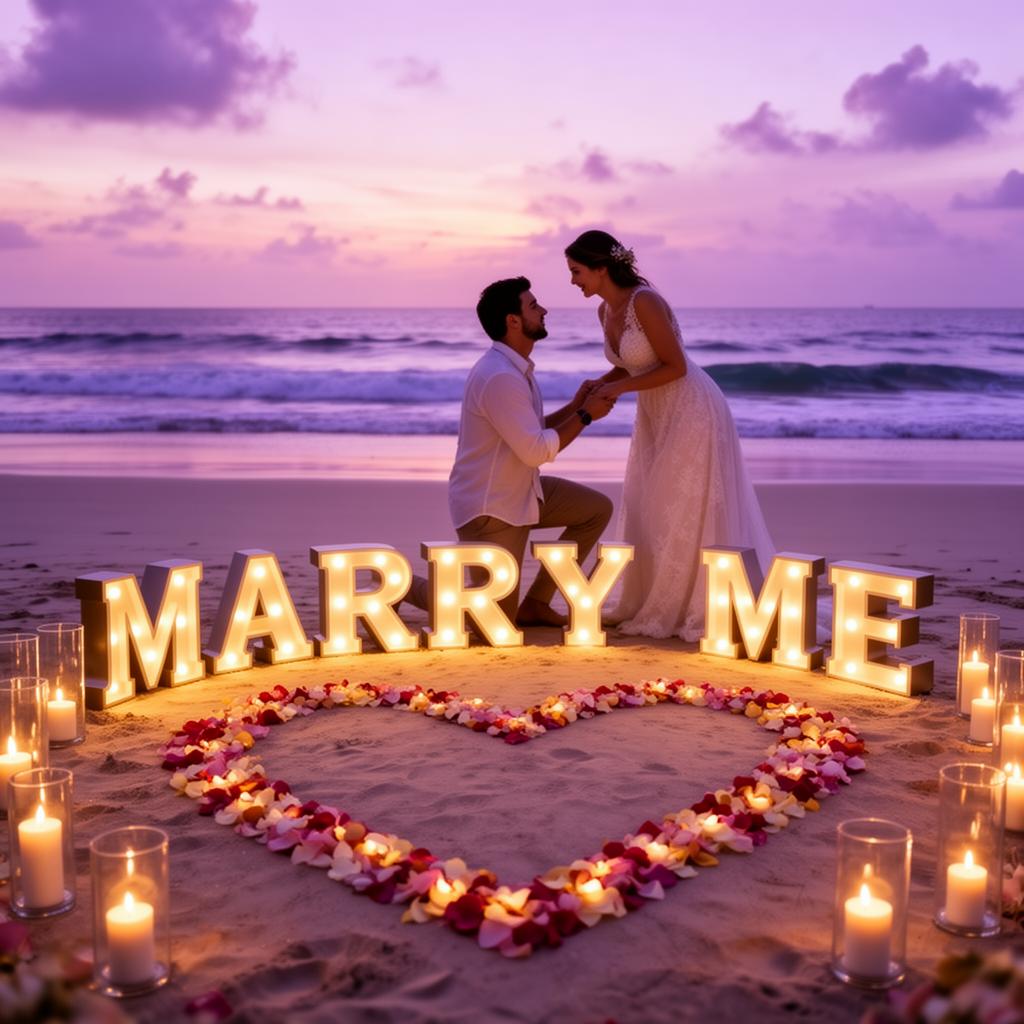 Propuesta de matrimonio en la playa